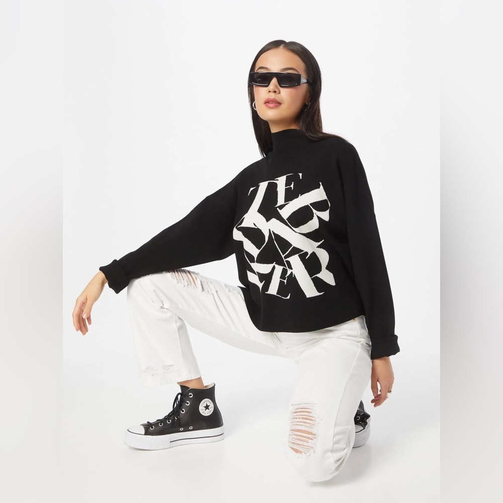 Ted Baker Izbelle Black and White funnel neck Graphic Sweater 1 - Picture 6 of 15